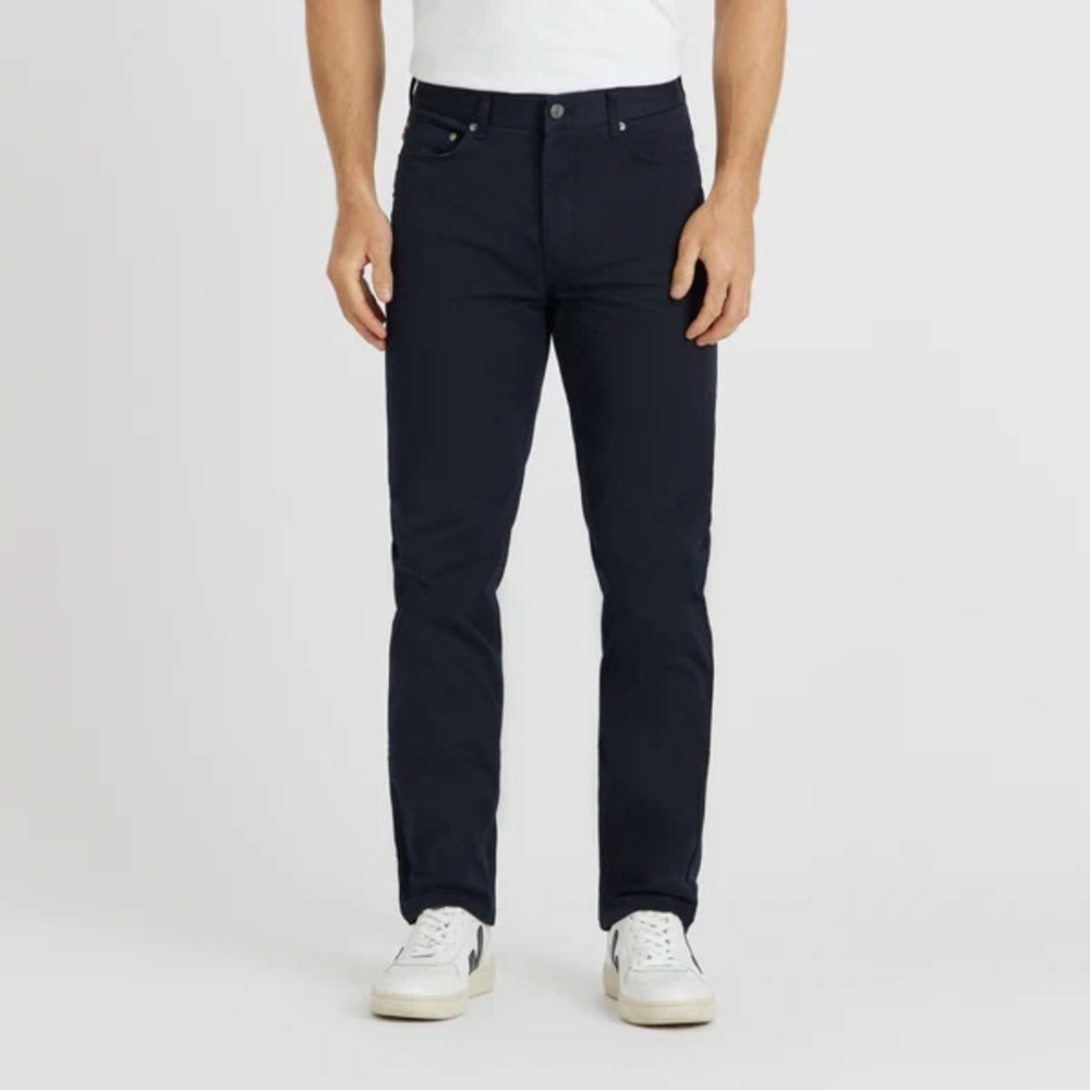 NWOT SPOKE London Fives Build C Broad Thigh Chinos, Dark Navy Sz 38/30